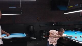 Billards Babe - Big Dick Blowjob & Pounding by Huge Dildo in Pool Room
