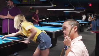 Billards Babe - Big Dick Blowjob & Pounding by Huge Dildo in Pool Room