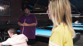 Billards Babe - Big Dick Blowjob & Pounding by Huge Dildo in Pool Room