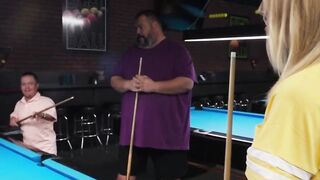 Billards Babe - Big Dick Blowjob & Pounding by Huge Dildo in Pool Room