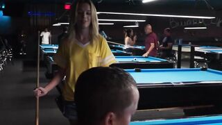 Billards Babe - Big Dick Blowjob & Pounding by Huge Dildo in Pool Room