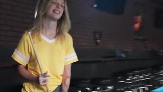 Billards Babe - Big Dick Blowjob & Pounding by Huge Dildo in Pool Room
