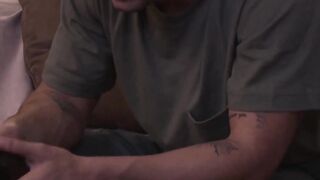 Ink-Encased Muscle Hunk Rimmed Hard By Big Dick Stud Before Raw Fucking