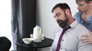 Hunk Daddy Breeds Step-Son Raw in Hot Bathroom Sex