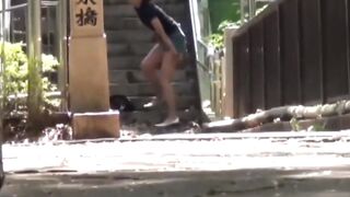 Japanese Biker Scene - Peeing Girlfriend Surprised By Camera