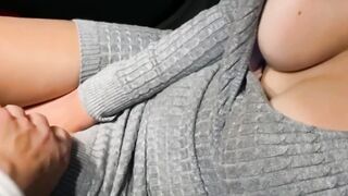 Slutty Wife Gives Sloppy Car Blow Job & HandJob - POV
