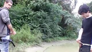 Straight Guys Compete Outdoors For Best Blowjob And Biggest Loads!