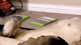 Amature Hunk's Glasses-Off Blowjob & Deepthroat POV - Facesitting Facial
