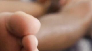 Hunk's Solo Footjob - Close-Up View Of His Thick Dick And Balls