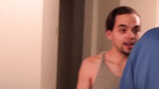 KINKY DEVIANT BABE SUCKS YOUNG STUD's HARD COCK IN A DARK ROOM