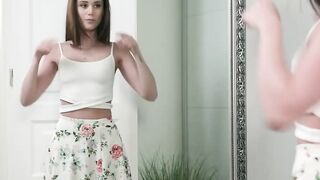Hot Brunette Little Capice Masturbates In Front Of Mirror - Solo Female Orgasm