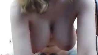 Bubble Butt Big Boob Blonde Riding Dildo in Bathroom - MILF Facesitting POV