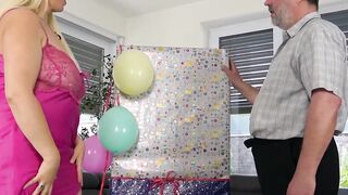 Grandpa's Birthday Gift - Teen Step-Sister Fucks Older Man