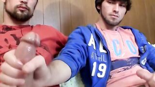 Beard-Stroking Straight Buddy Sharing His Dick With Friend