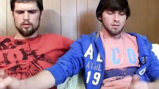 Beard-Stroking Straight Buddy Sharing His Dick With Friend
