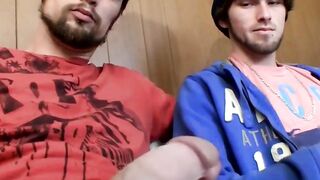 Beard-Stroking Straight Buddy Sharing His Dick With Friend
