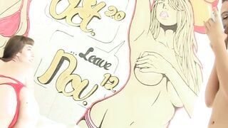 Lesbian Threesome with Hot Blonde Twins Sharing Big Asses & Pussies