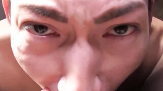 KINKY DAVID ACES FACIAL - POV Blowjob & Deepthroat with Facial Finish