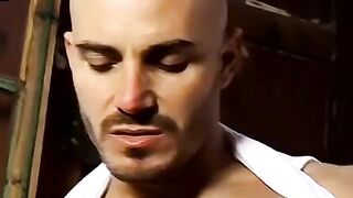 Muscular Hunk's Anal Play Leading To Powerful Piss Shower