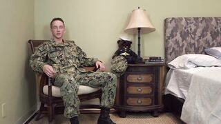 Military Hunk's Uniformed Stud Stripping & Masturbating Slowly For You