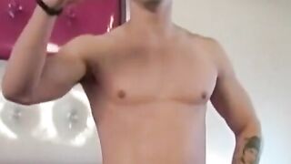 Masked Muscle Hunk Shows Off His Body And Jerks-Off For The Camera