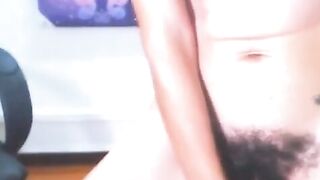 Hairy Puffy Nipples & Huge Dil-Door Slut Rides to Orgasm