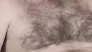 Hairy Old Guy Jerks Off Solo - Close-Up View Of His Huge Dick