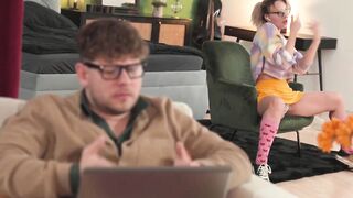 Nerdy Roommate's Big Dick - Deepthroat Blowjob Ride & Reverse Cowgirl