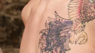 Tattooed Hunks - Ball Busting Domination Scene with Big Dick