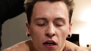 Tattooed Hunks - Ball Busting Domination Scene with Big Dick