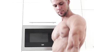 Horny Hunk Angelos Throbbin Dick Wanks In The Kitchen For Your Pleasure