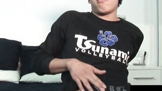 Latino Hunk Jerks Off While Spread Eagle On Bed - Close-Up View