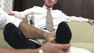 Redheaded Vixen Gives Sensual Footjob with Facial Finish
