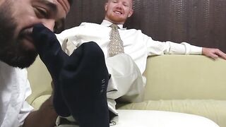 Redheaded Vixen Gives Sensual Footjob with Facial Finish