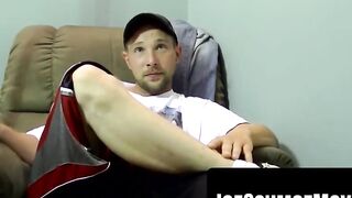 Bad Ass Table Top Jerk-Off Session with Huge Load of Hot Semen