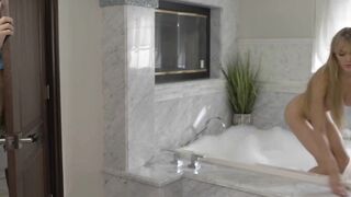Busty Transgender Babe Gets Wet And Wild With Huge-Dicked Stud In Bathtub