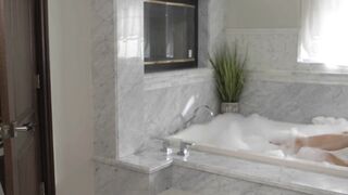 Busty Transgender Babe Gets Wet And Wild With Huge-Dicked Stud In Bathtub