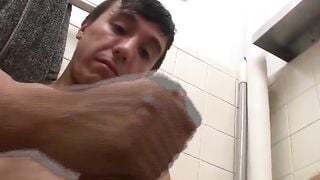 HOT Latino Twinks - Solo Stroking & Shooting Load In Bathroom