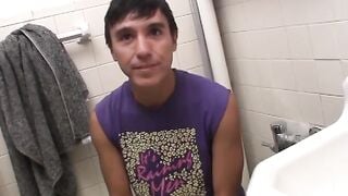 HOT Latino Twinks - Solo Stroking & Shooting Load In Bathroom