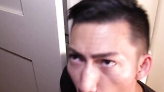 Asian Threesome - Deep-Throating Hunks Share A Load