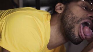 Super Horny Threesome - Big Dick Sharing Fellatio with Older Man