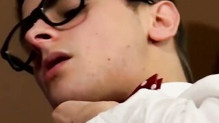 Nerd Glasses Twunk Barebacks Hairy Muscle Dude's Ass