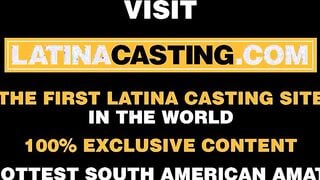 blonde Hispanic throat fucks long dick at casting