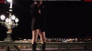 Risky Lesbo Sex inside Outdoor on a Bridge Between Passersby