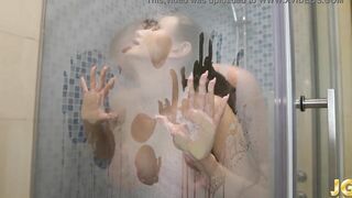 bimbos Suckings Penis and Fucking into the Restroom and after Shower
