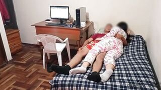 My stepsister watches horror movies: after watching movies my stepsister wants to rest with me but I ask her to plowed her brutally rough with my long penis before our parents discover us
