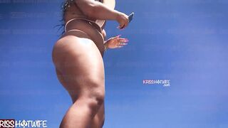 Kriss Hotwife Into Transparent Micro Bikini On Salvador Beach