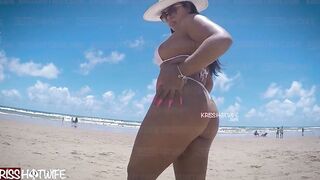 Kriss Hotwife Into Transparent Micro Bikini On Salvador Beach