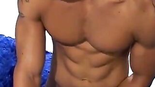 Latin Hunk Flexes Muscles & Jerks Off For The Camera