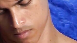 Latin Hunk Flexes Muscles & Jerks Off For The Camera